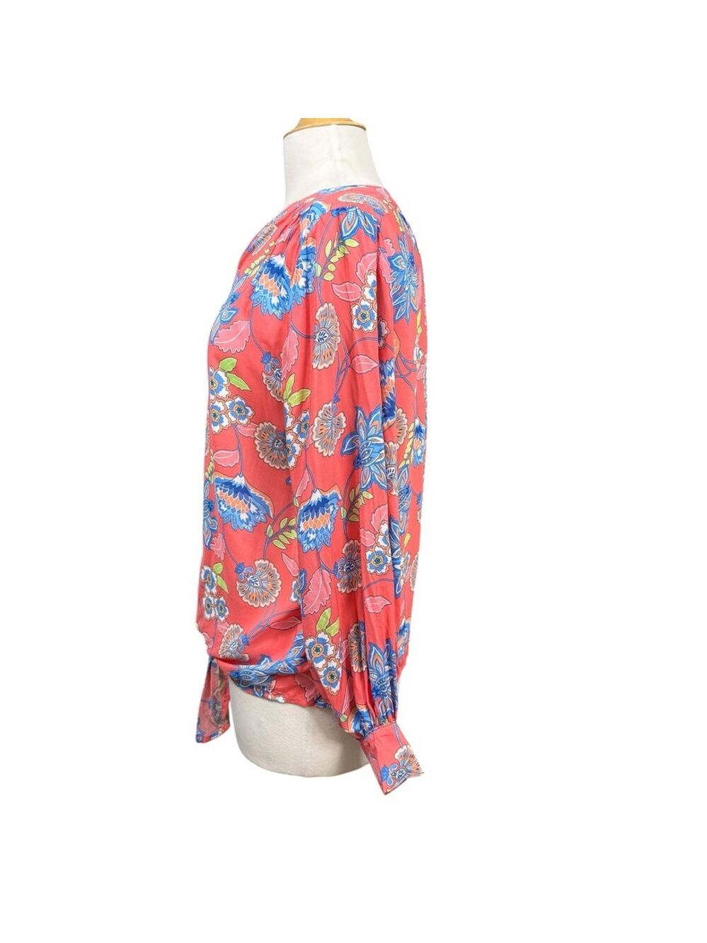 Ruby Rd Petite Floral Blouse Tie Front Boho Lightweight Top Size PM - Picture 7 of 8